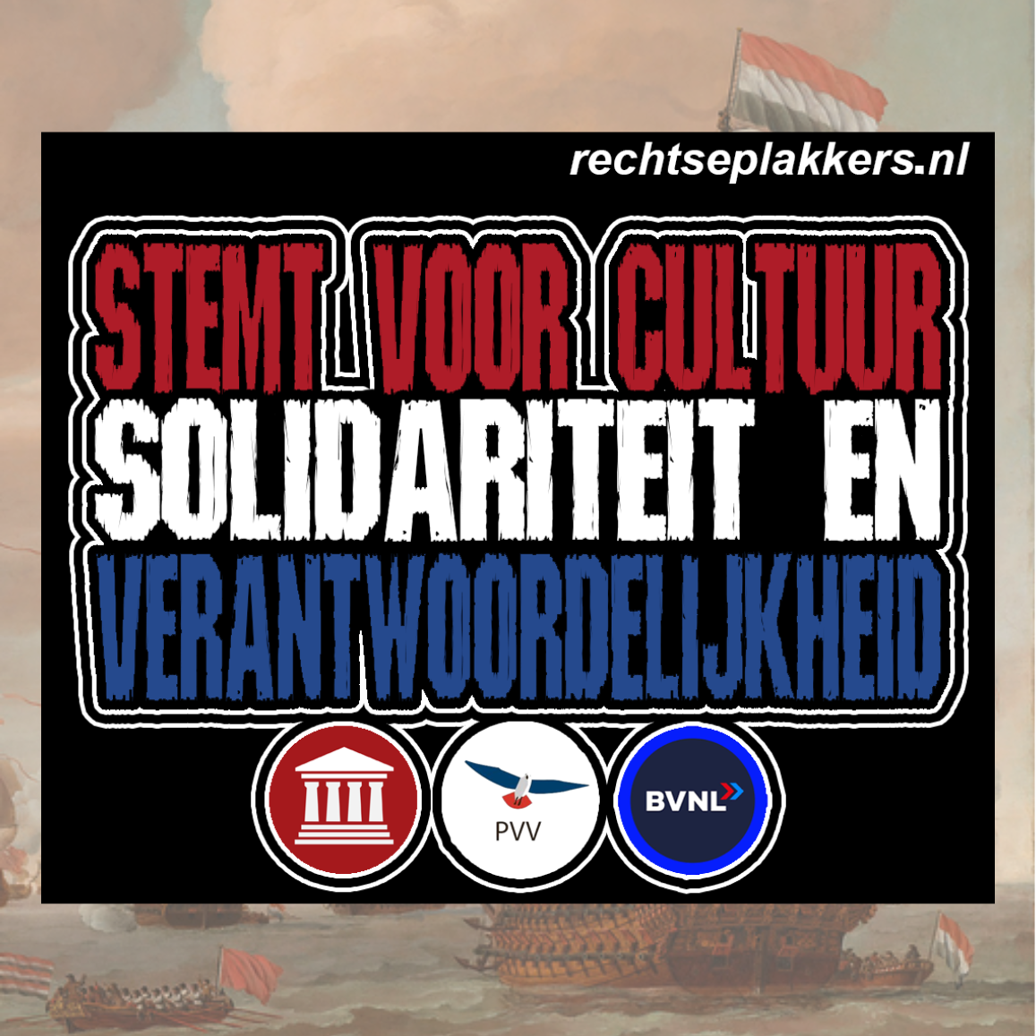 “Stemt voor cultuur, solidariteit en verantwoordelijkheid” Sticker
